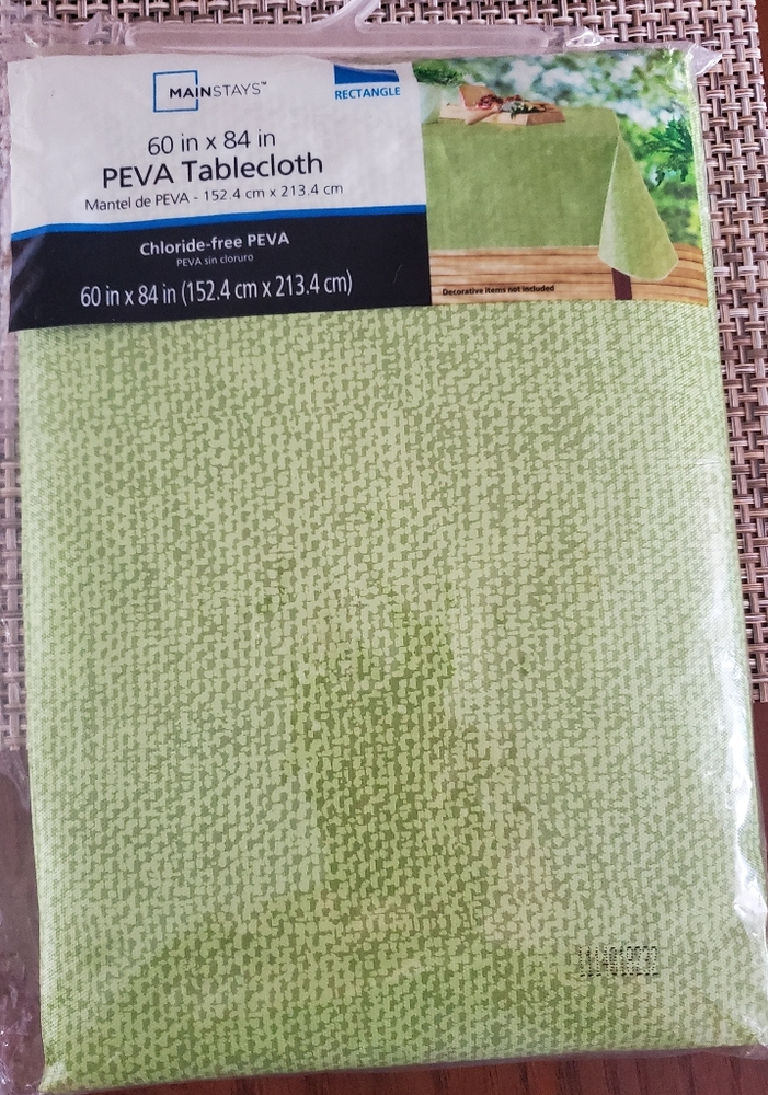 New in Packaging Green Peva Tablecloth 60" x 84"